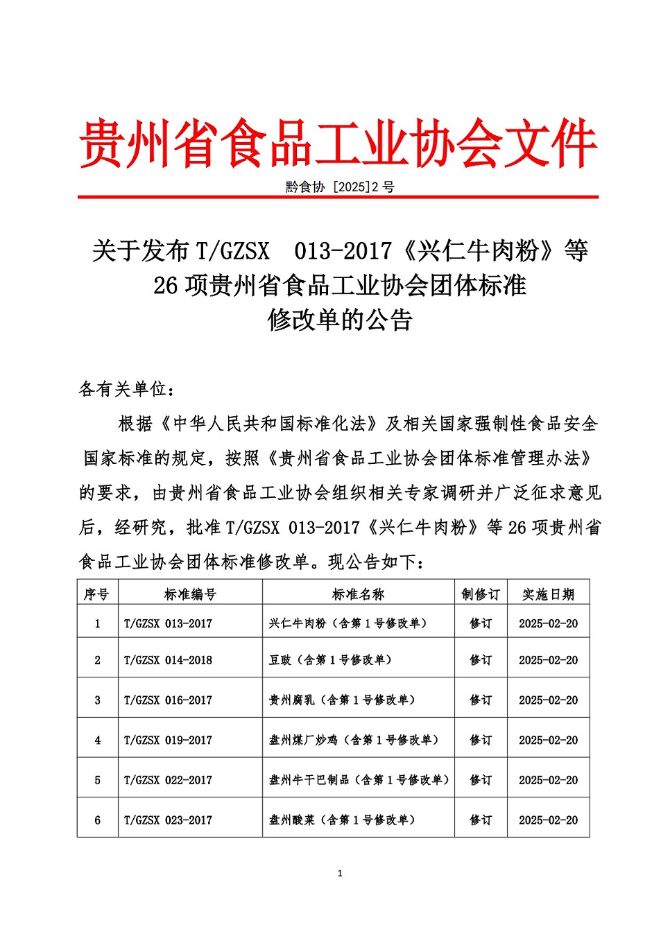 1 省食协文件（2025年2号）关于发布团标修改单的公告（附件1兴仁牛肉粉)_扫描件_1.jpg